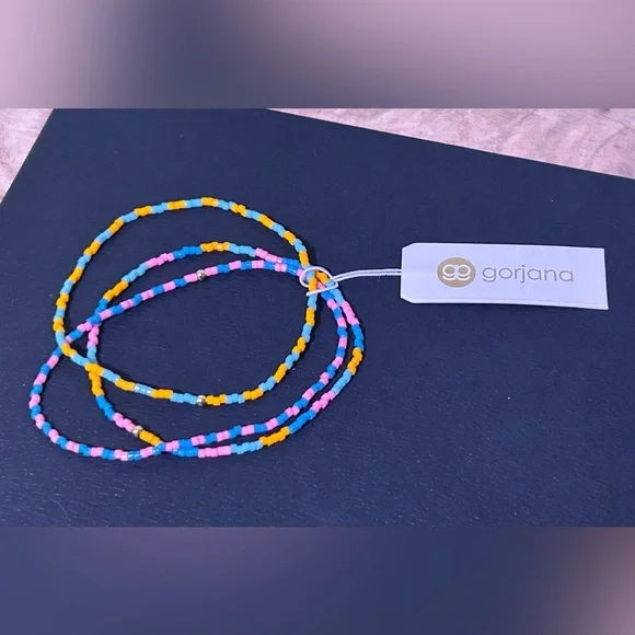 Set Of 3 GORJANA Miami Gigi Striped Stretch Fit Beaded Bracelets NWTS - Picture 6 of 10